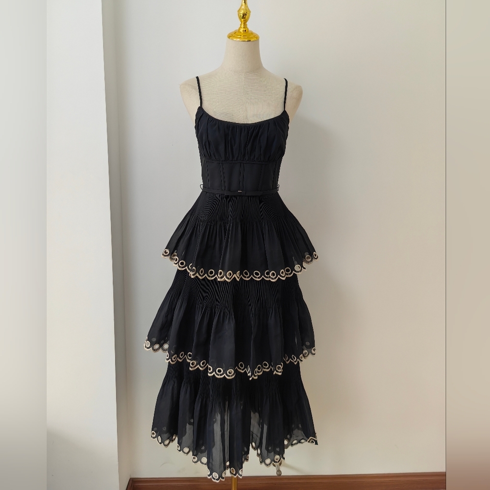 ZIMMERMANN Embroidered Tiered Midi Dress